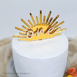 Sun cake topper, 1st birthday cake topper, One cake topper, Sunshine Party Decor, Boho Cake Topper, Boho First Birthday, Sun birthday image 6