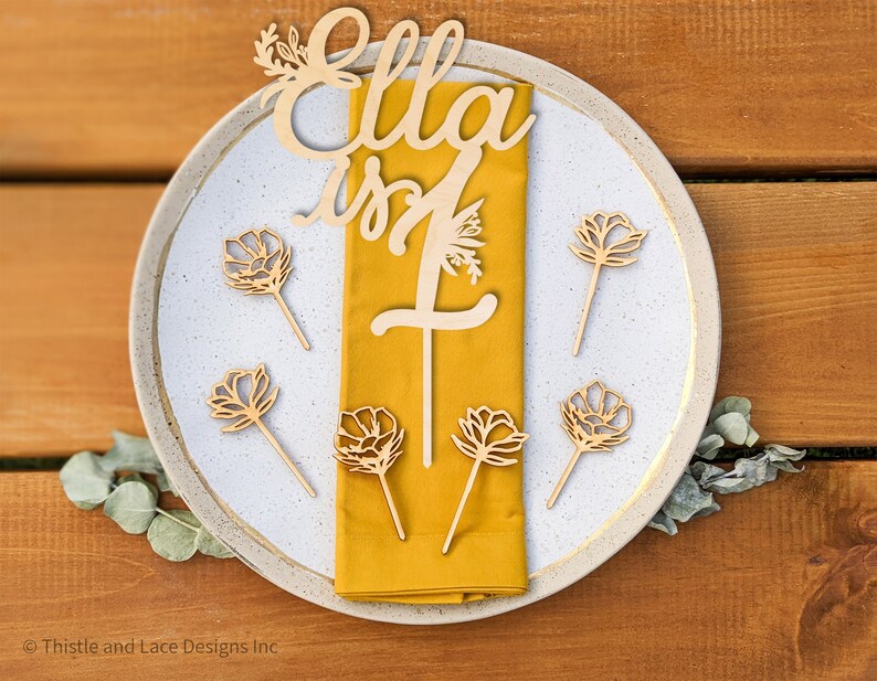 Flower Cake Topper Birthday Cake Topper Name Cake Topper Etsy