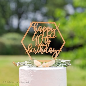 Happy birthday cake topper, 40th cake topper, Custom cake topper, 40th birthday cake topper, 40th anniversary, 40 cake topper image 1