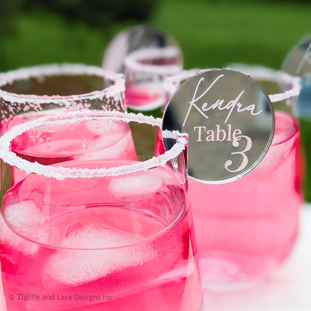 Personalized Wedding Drink Charms, Custom Wedding Wine Charm, Mirror ...