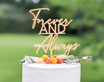 Forever and Always Cake Topper, Rustic wedding cake topper, Gold cake topper, Modern wedding sign, Unique wedding cake topper