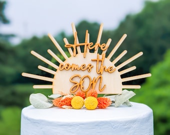 Here comes the son cake topper, Here comes the sun cake topper, Baby shower cake topper, Oh baby cake topper, Party Decor, Boho Cake Topper