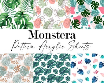 Monstera Printed acrylic sheets, Seamless pattern acrylic sheet, Laser cut acrylic plexiglass, Laser acrylic, Patterned acrylic, 3mm acrylic