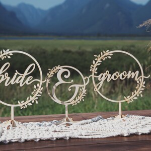 Bride and Groom Sign, Sweetheart table decor, Wedding decor, Wedding sign, Rustic wedding decor, Wedding decorations image 3