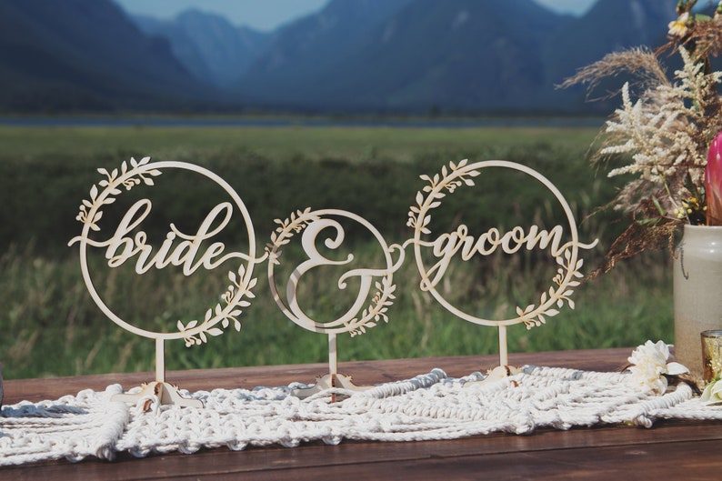 Bride and Groom Sign, Sweetheart table decor, Wedding decor, Wedding sign, Rustic wedding decor, Wedding decorations image 3