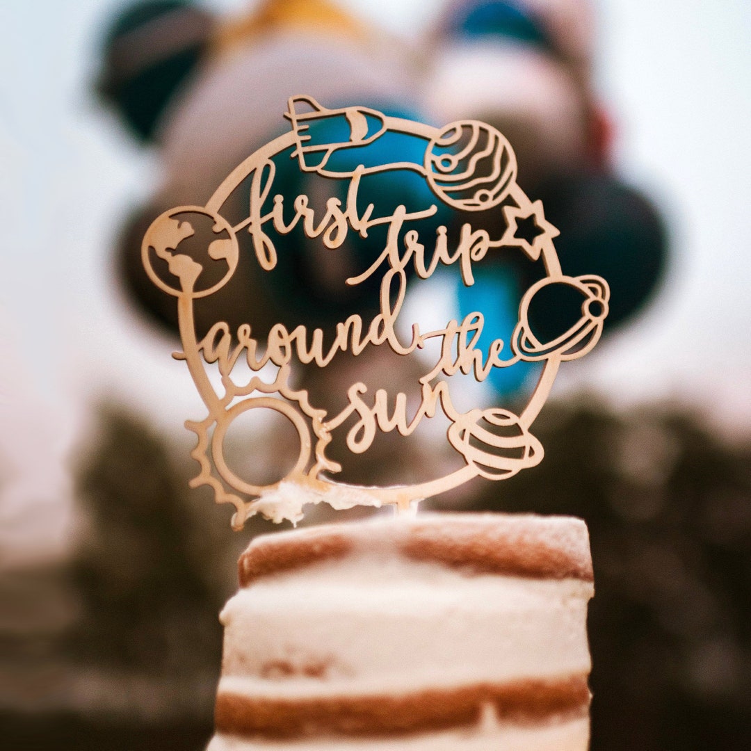 25 Stück First Trip Around The Sun Cake Topper Set – Weltraum-Dekoration Für 1. Geburtstag, Mit Cupcake-Aufsätzen