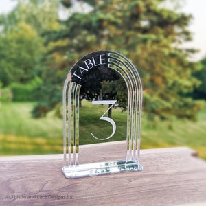 Wedding mid century modern table numbers, Arch table numbers, Acrylic table numbers, Midcentury table numbers, Acrylic wedding table numbers