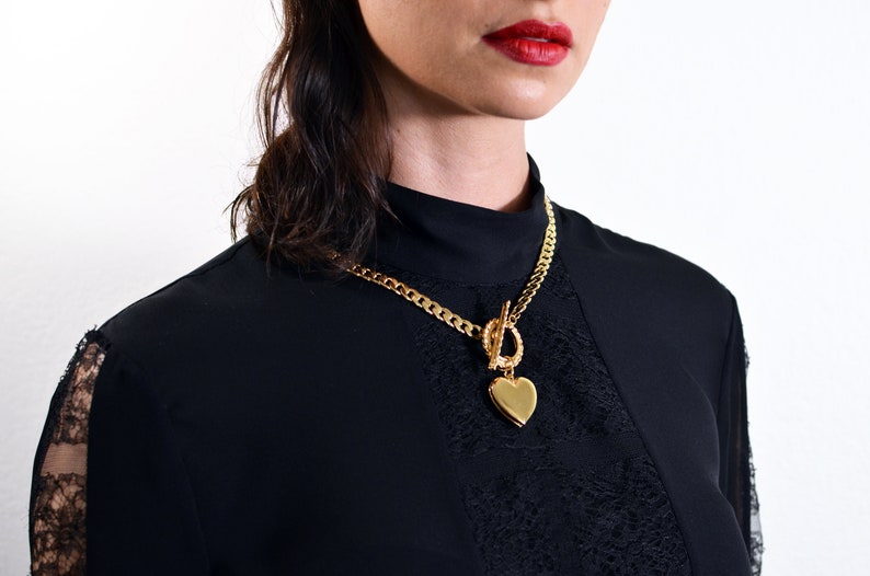 Gold Heart Locket Pendant Necklace Etsy New Zealand