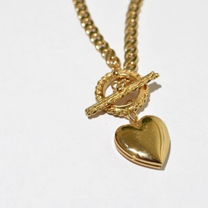 Gold Heart Locket Pendant Necklace
