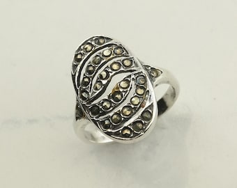 Vintage Sterling Silver Ring Marcasite Size 6.75