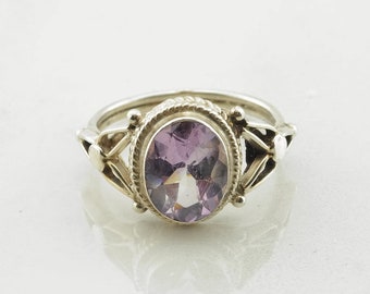 Vintage Sterling Silver Ring Amethyst Purple Size 6