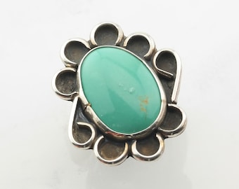 Vintage Southwest Silver Ring Turquoise Sterling Green Size 6