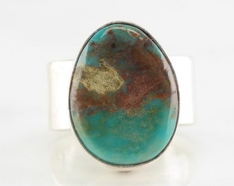 Vintage Turquoise Sterling Silver Oval Ring