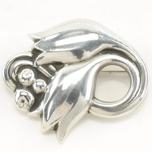 Vintage Georg Jensen Sterling Silver Brooch 100A Floral