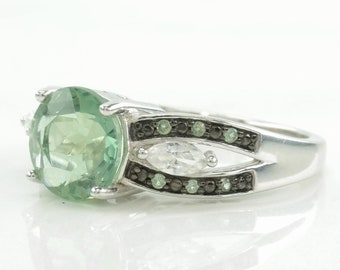 Vintage Sterling zilveren ring groene steen, Spinel, Topaas maat 8