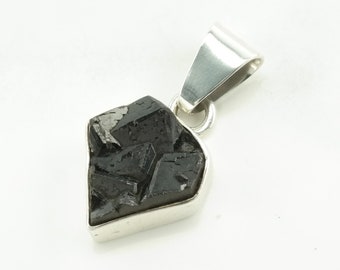 Vintage Raw Onyx Sterling Silver Pendant