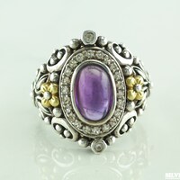 Винтаж барбара биксби стерлинг и 18K золото колцц рзмер 11 фиолетовый аметист
