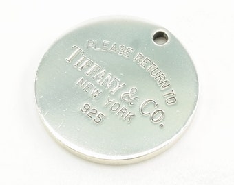 Vintage Tiffany & Co. Circle Tag New York Sterling Silver Pendant