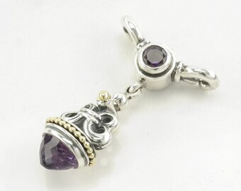 Vintage Lagos, Caviar Amethyst 18k Gold Sterling Silver Pendant