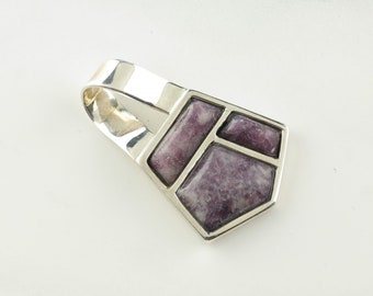 Purple Gemstone Inlay Sterling Silver Pendant
