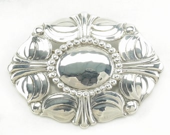 Vintage Kalo, Handwrought Sterling Silver Brooch Large Floral