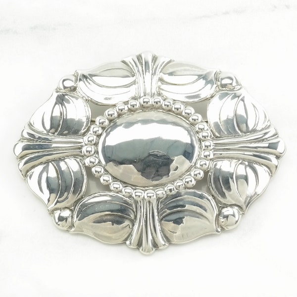 Vintage Kalo, Handwrought Sterling Silver Brooch Large Floral