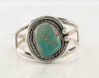 Native American Sterling Silver Cuff Bracelet Seafoam Green Turquoise