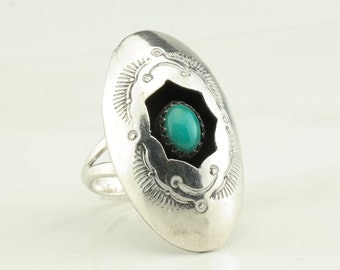 Vintage Sterling Silver Turquoise Shadowbox Ring