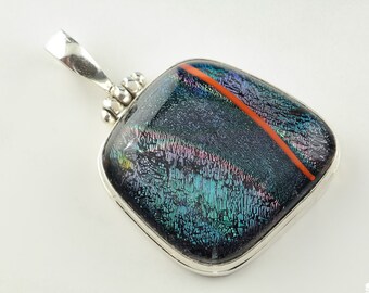 Dichroic Glass Sterling Silver Pendant