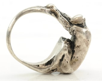 Vintage Abstract Silver Ring Human Form Figure Sterling Size 6