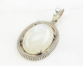 Vintage Moonstone Oval Sterling Silver Pendant