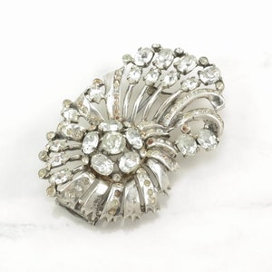 Eisenberg Original Missing Stones Sterling Silver Brooch Floral Rhinestone