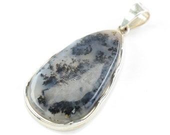 Dendritic Agate Oval Pendant Sterling Silver
