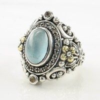 Винтаж Барбара Биксби Серебряное кольцо Топаз 18K Золото Стерлинговый размер 7