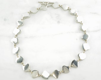 Vintage Movado Sterling Silver Modernist Gold Accent Necklace