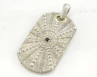 Vintage David Yurman Diamond, Spider Web 18k Gold, Dog Tag Sterling Silver Pendant