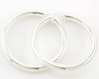 Sterling Silver 5mm Thick Earrings Hoop 1 7/8"