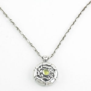 Vintage Georg Jensen Sterling Silver Peridot, Floral, August Birthstone Necklace