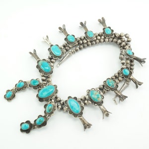Sterling silver turquoise squash blossom necklace hotsell