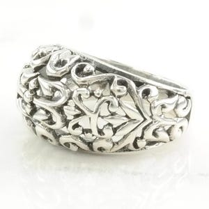 Vintage Sterling Silver Ring Filigree Floral Size 8 1/2