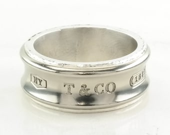 Vintage Tiffany & Co Silver Ring 1837 Titanium Sterling Size 7