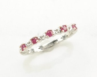 Vintage Sterling Silver Ring Ruby Pink Size 5