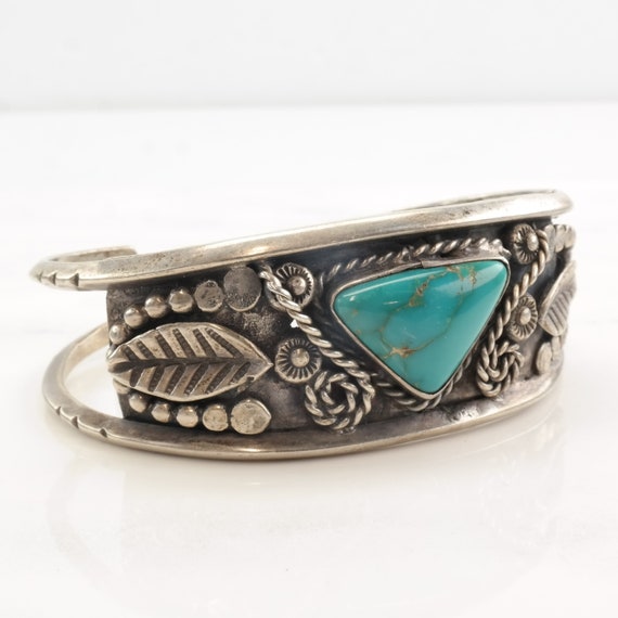 Native American Sterling Silver Turquoise Leaf Tr… - image 3