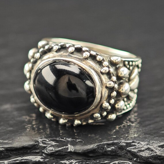 Oval Onyx Ring: Sterling Silver Statement Jewelry… - image 1