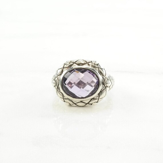 Sterling Silver Ring Created Amethyst Purple Size… - image 3