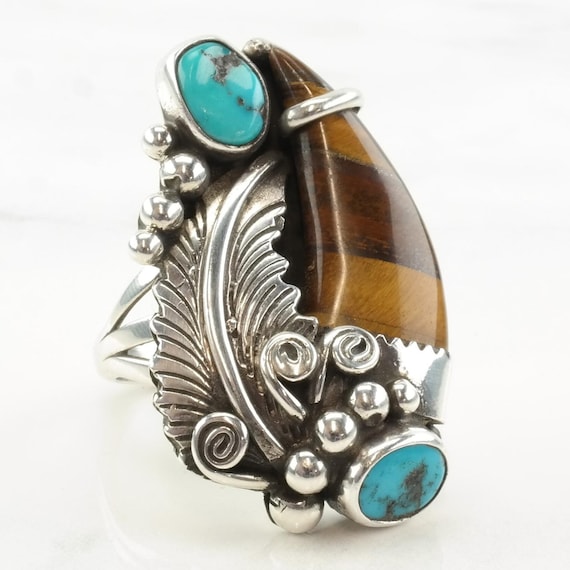 Rare Early Vintage Native American Navajo Swirling Sterling Silver Tiger's Eye Bracelet Rare Early Vintage Native American Navajo Swirling Sterling Silver Tiger's Eye Bracelet