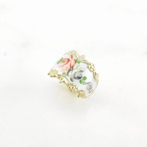 Vintage Sterling Silver Ring Enamel Floral, Rose … - image 4