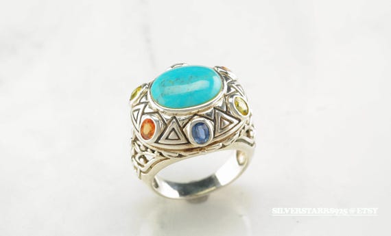 Sterling Silver Statement Ring, Turquoise & Natur… - image 9