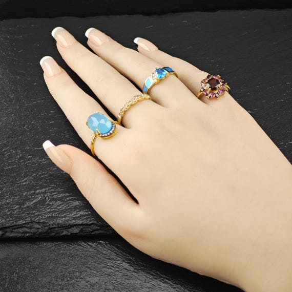 Stackable Gold Plated Ring Sterling Silver Sz 10 - image 2