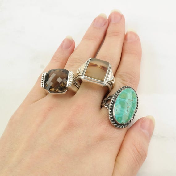 Native American Turquoise Ring - Oval Spiderweb S… - image 2